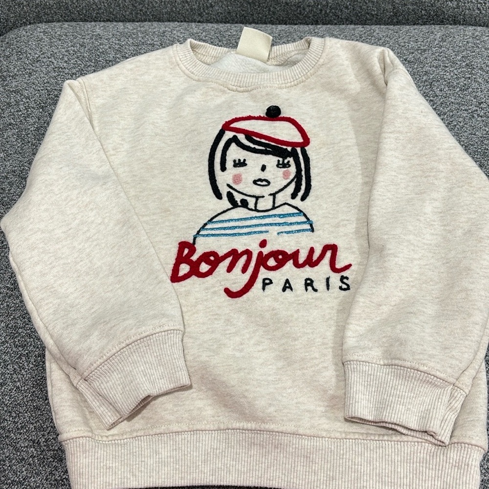 Zara Kids Cream and Red Graphic Sweatshirt